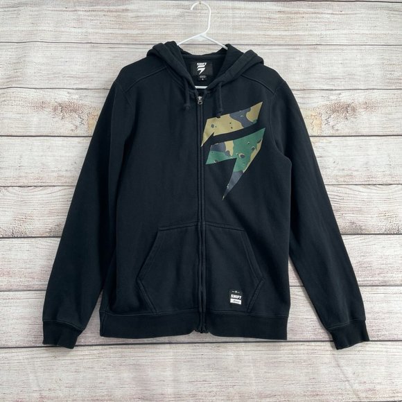 Shift Racing Syndicate‎ Full ZIp Camo Logo Hoodie Sweatshirt Men's Size S Black - Picture 1 of 9